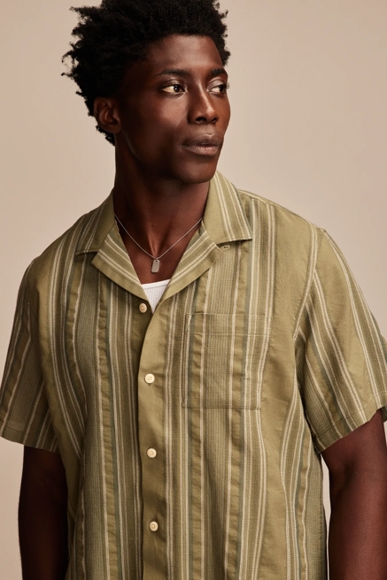 STRIPED SHORT SLEEVE CAMP COLLAR SHIRT, image 2