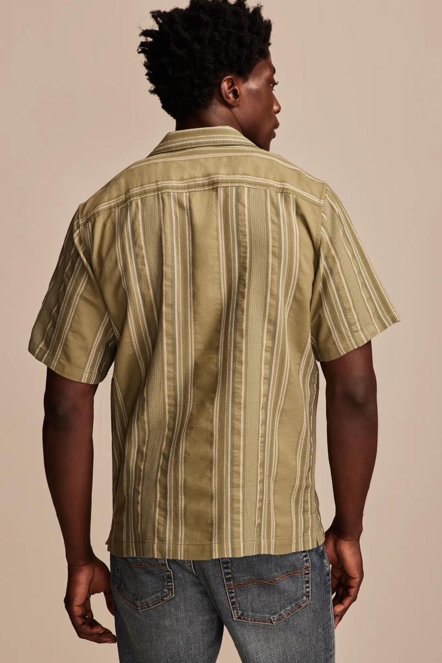 STRIPED SHORT SLEEVE CAMP COLLAR SHIRT, image 3