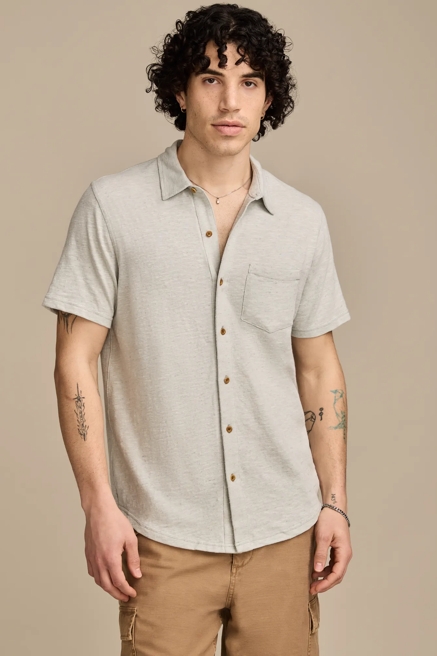LINEN SHORT SLEEVE BUTTON UP SHIRT, image 1