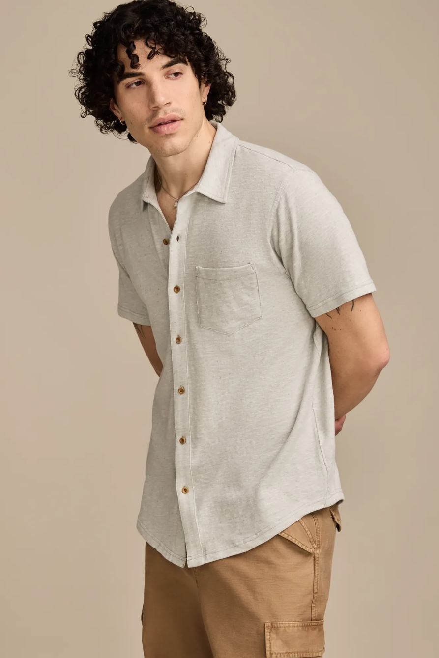 LINEN SHORT SLEEVE BUTTON UP SHIRT, image 4