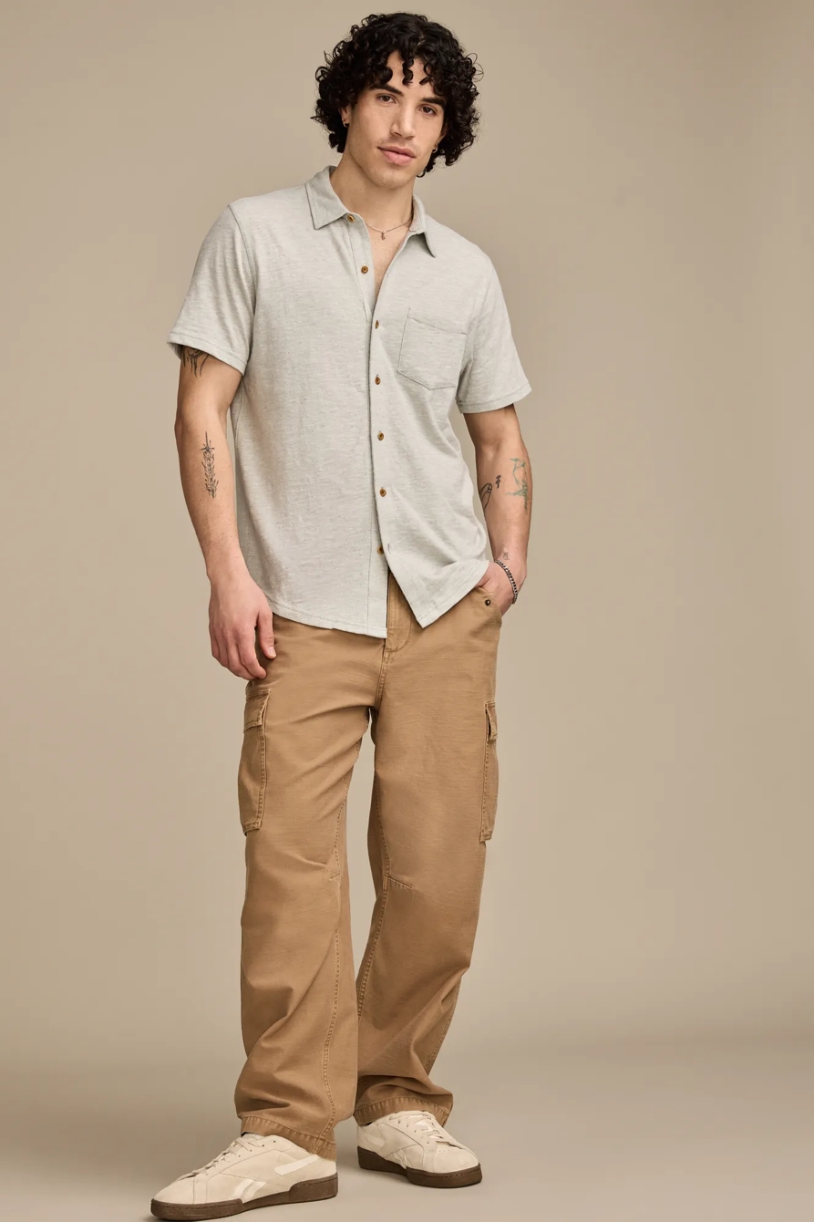 LINEN SHORT SLEEVE BUTTON UP SHIRT, image 5