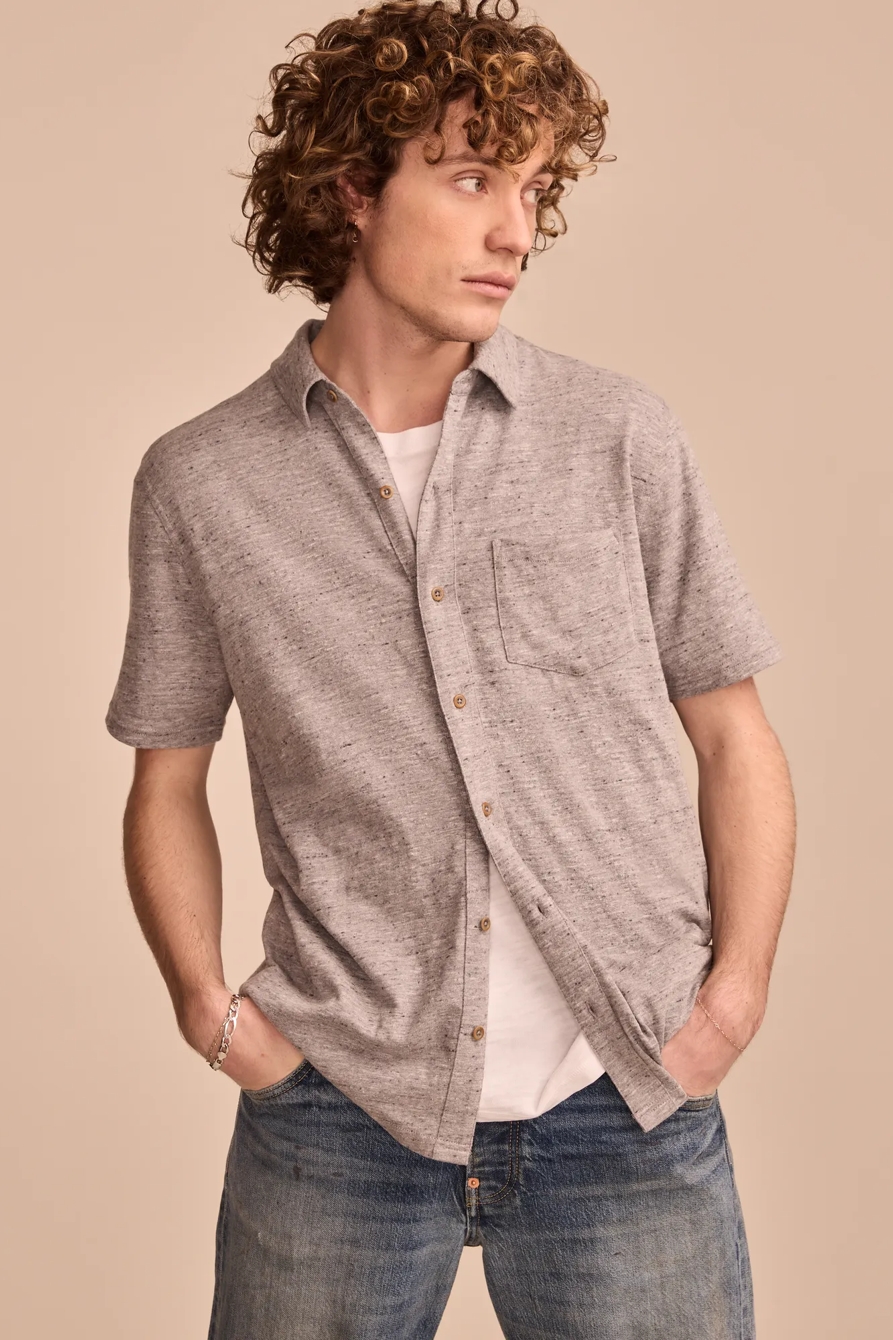 LINEN SHORT SLEEVE BUTTON UP SHIRT, image 2