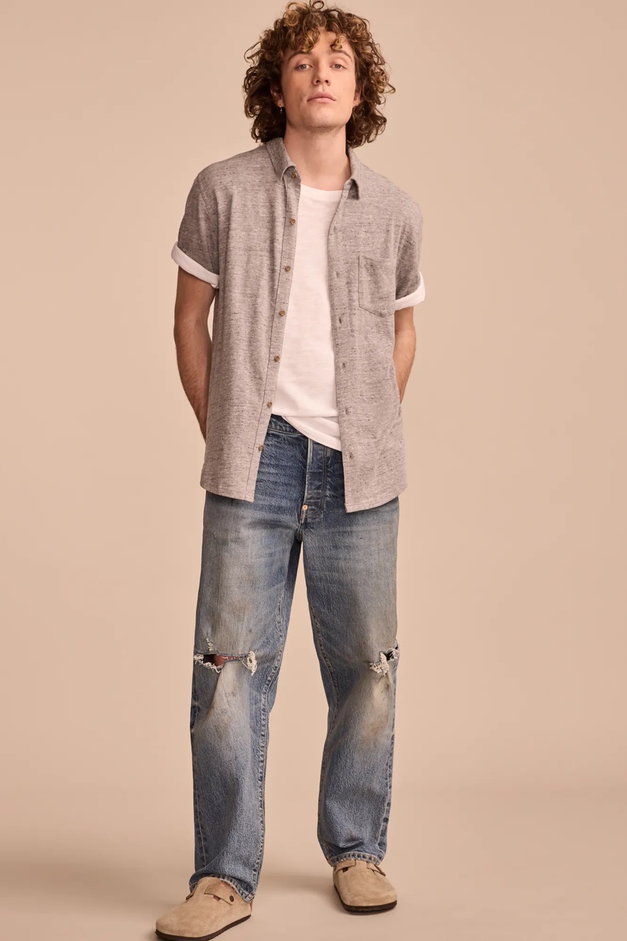 LINEN SHORT SLEEVE BUTTON UP SHIRT, image 5