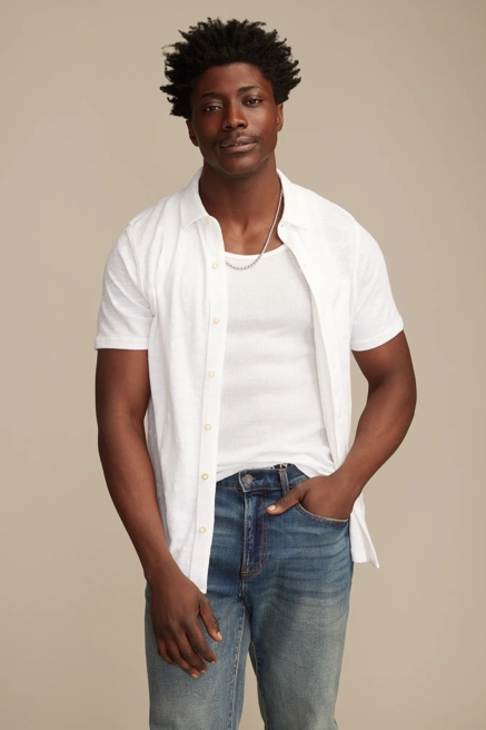 LINEN SHORT SLEEVE BUTTON UP SHIRT, image 1