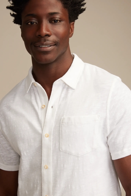 LINEN SHORT SLEEVE BUTTON UP SHIRT, image 3