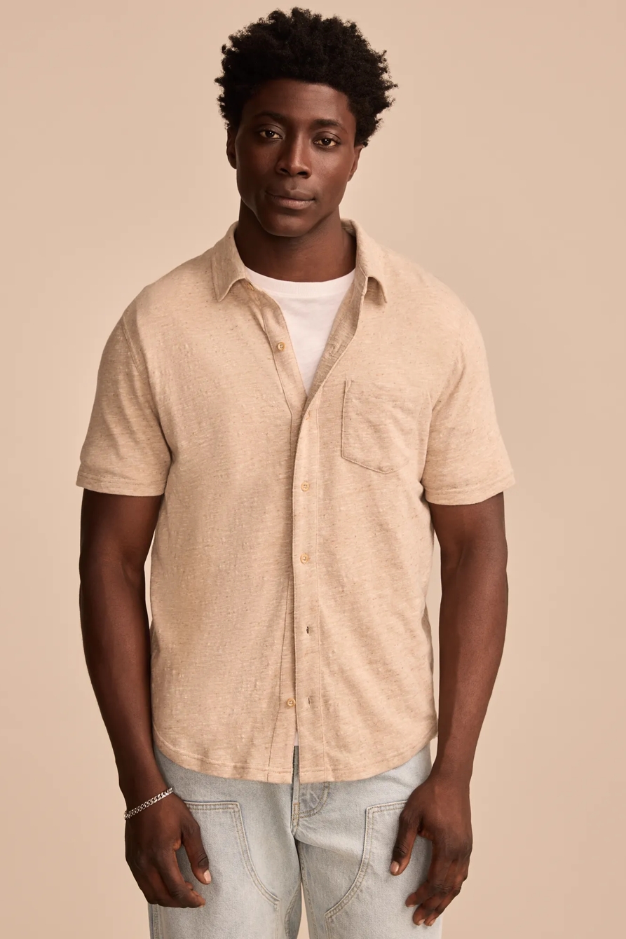 LINEN SHORT SLEEVE BUTTON UP SHIRT, image 2