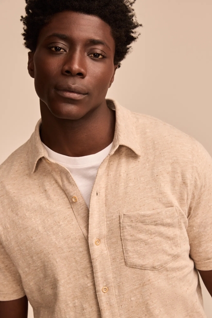 LINEN SHORT SLEEVE BUTTON UP SHIRT, image 3