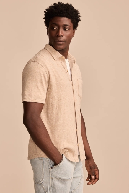 LINEN SHORT SLEEVE BUTTON UP SHIRT, image 4
