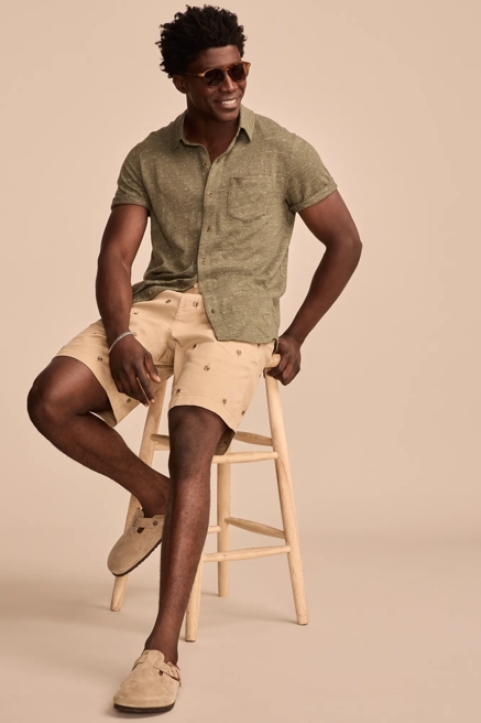 LINEN SHORT SLEEVE BUTTON UP SHIRT, image 1