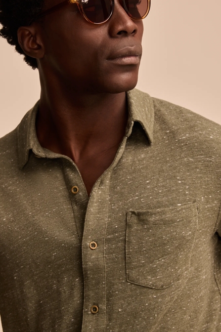 LINEN SHORT SLEEVE BUTTON UP SHIRT, image 3