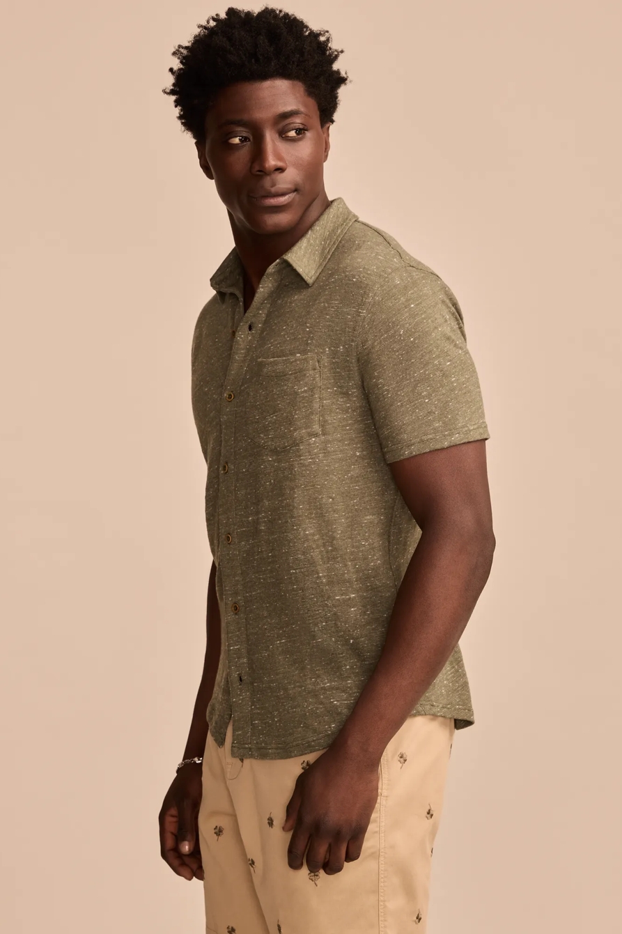 LINEN SHORT SLEEVE BUTTON UP SHIRT, image 4