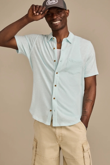 LINEN SHORT SLEEVE BUTTON UP SHIRT, image 1
