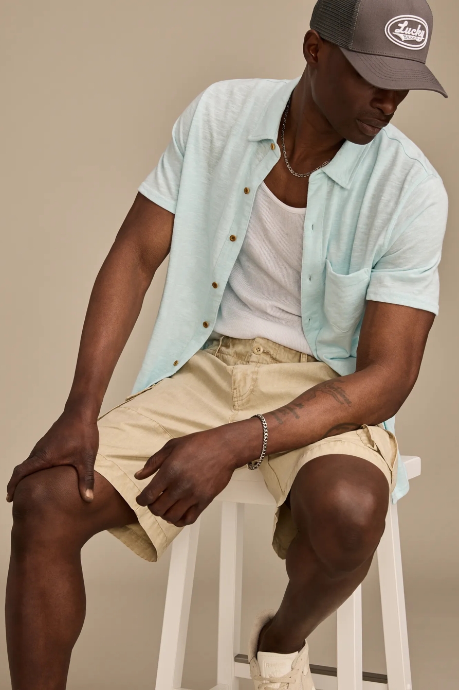 LINEN SHORT SLEEVE BUTTON UP SHIRT, image 5