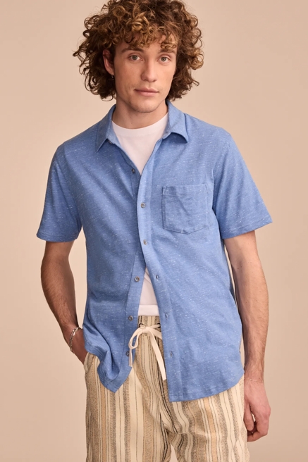 LINEN SHORT SLEEVE BUTTON UP SHIRT, image 1
