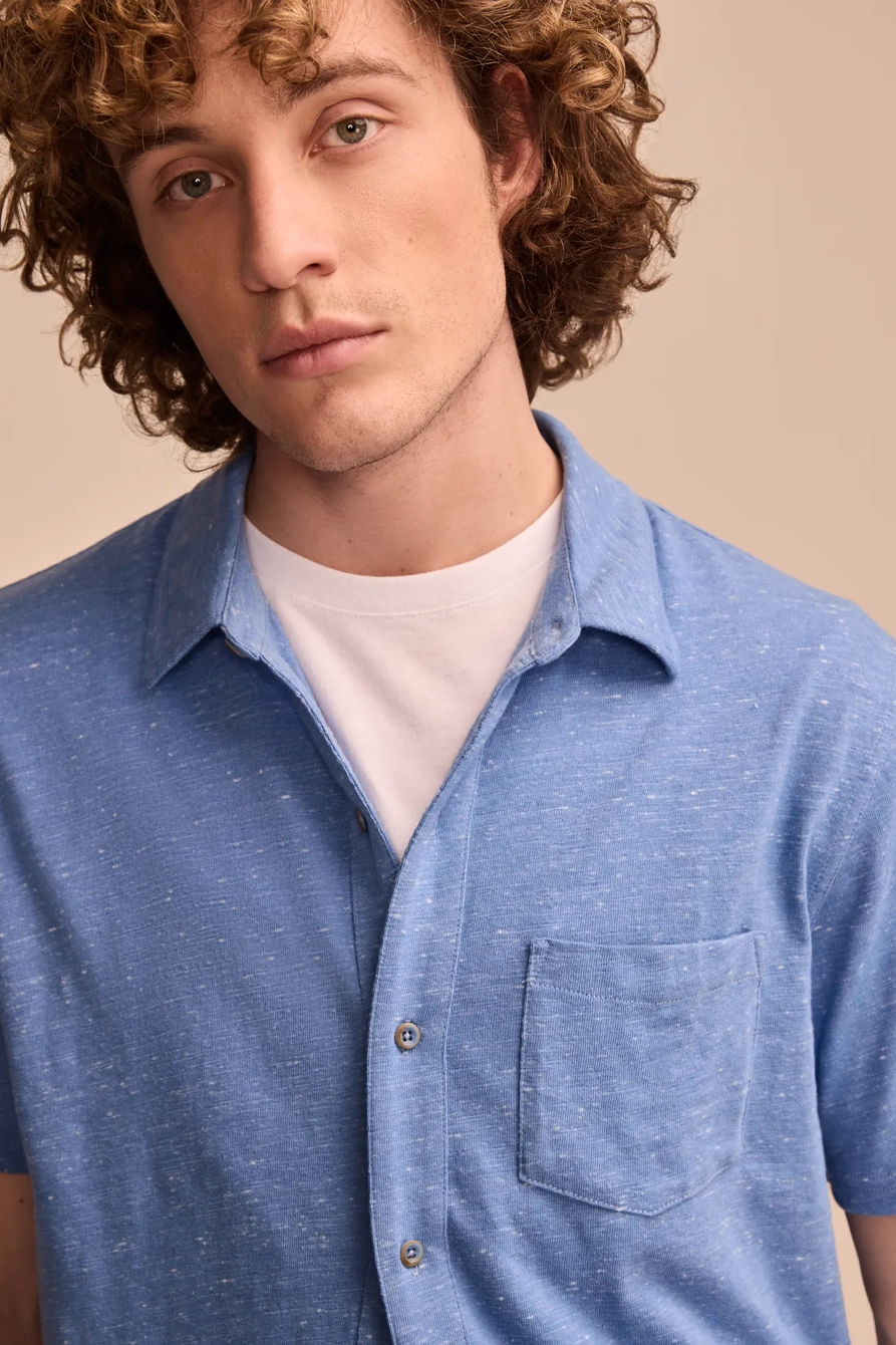 LINEN SHORT SLEEVE BUTTON UP SHIRT