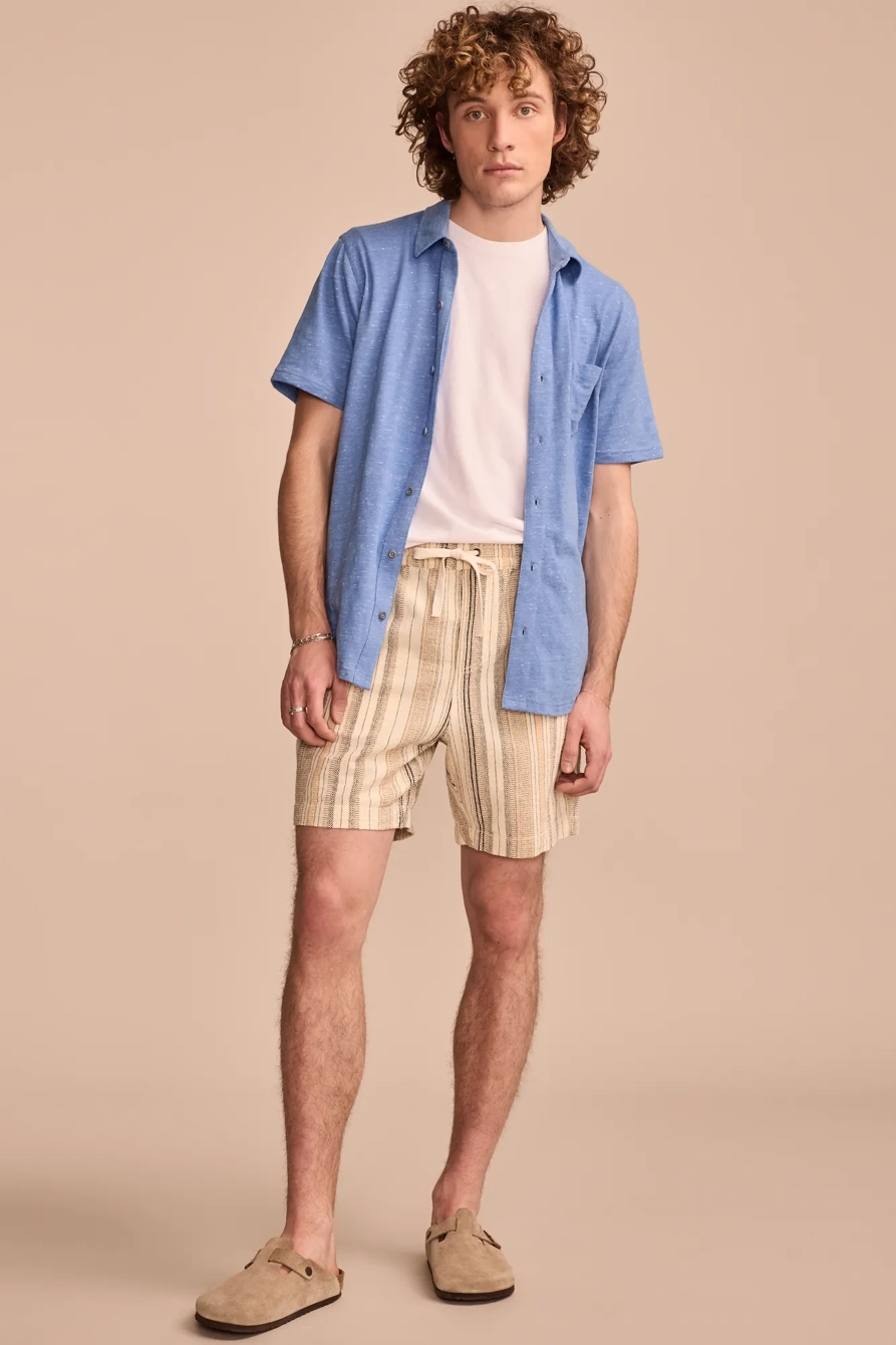 LINEN SHORT SLEEVE BUTTON UP SHIRT