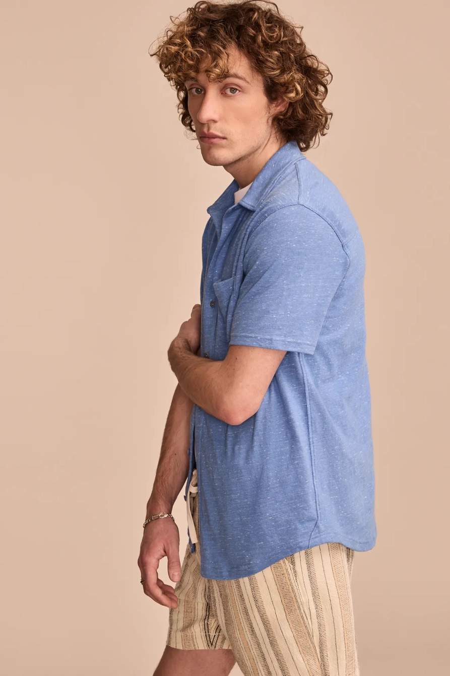 LINEN SHORT SLEEVE BUTTON UP SHIRT