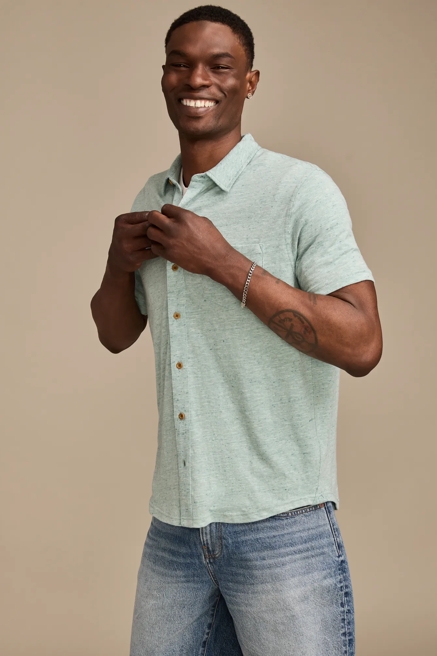 LINEN SHORT SLEEVE BUTTON UP SHIRT, image 4