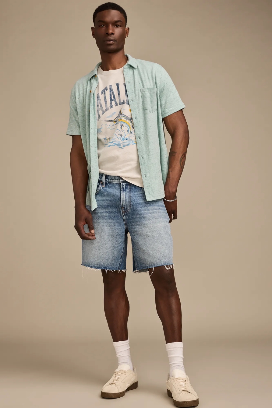 LINEN SHORT SLEEVE BUTTON UP SHIRT, image 5