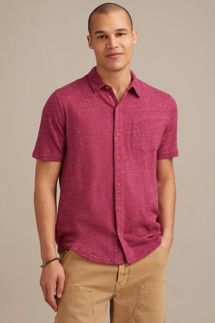 LINEN SHORT SLEEVE BUTTON UP SHIRT, image 1