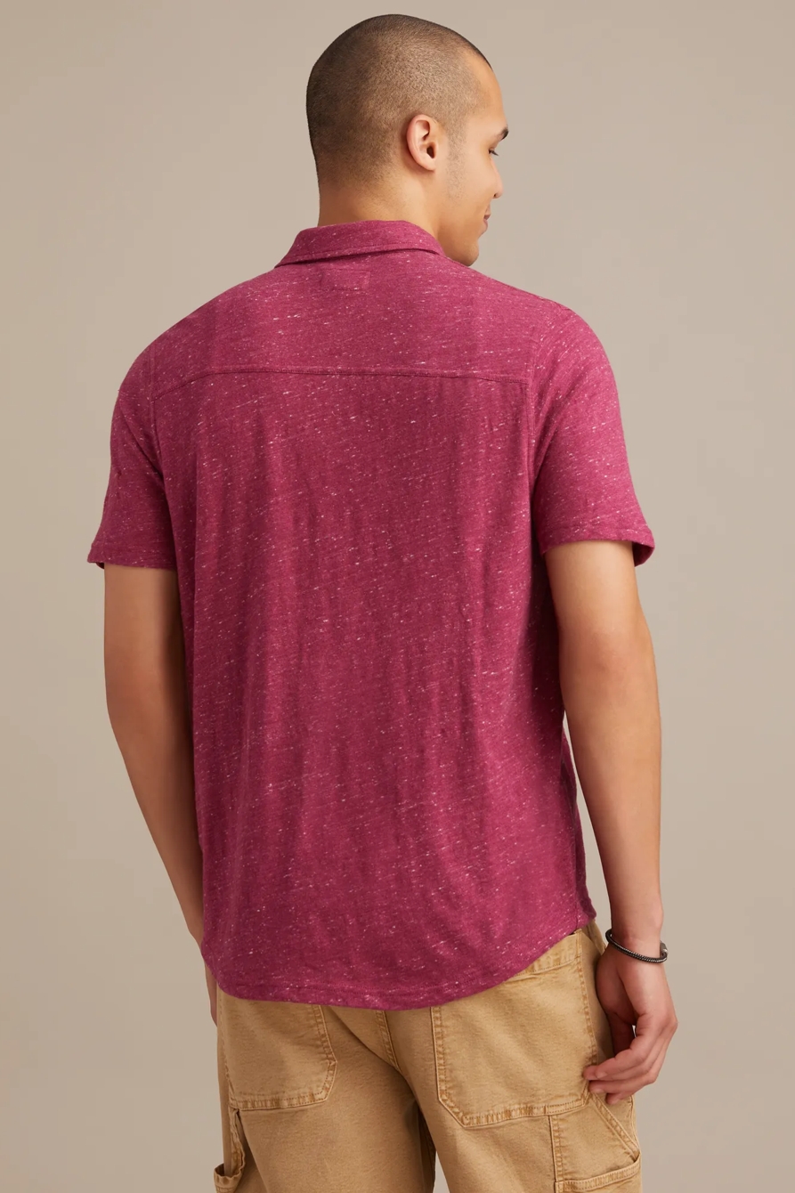 LINEN SHORT SLEEVE BUTTON UP SHIRT, image 4