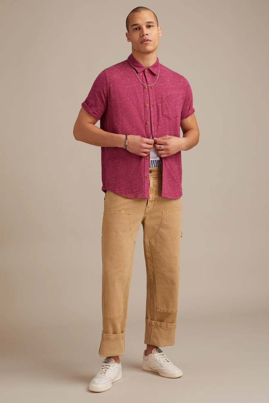 LINEN SHORT SLEEVE BUTTON UP SHIRT, image 5