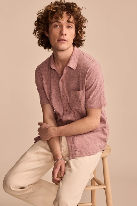 LINEN SHORT SLEEVE BUTTON UP SHIRT, image 3