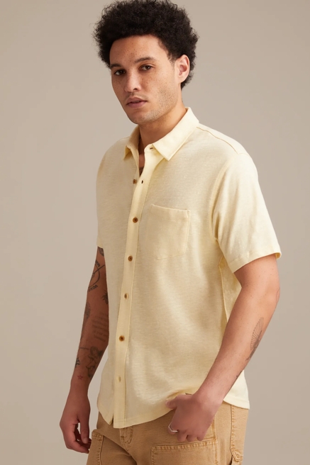 LINEN SHORT SLEEVE BUTTON UP SHIRT, image 3