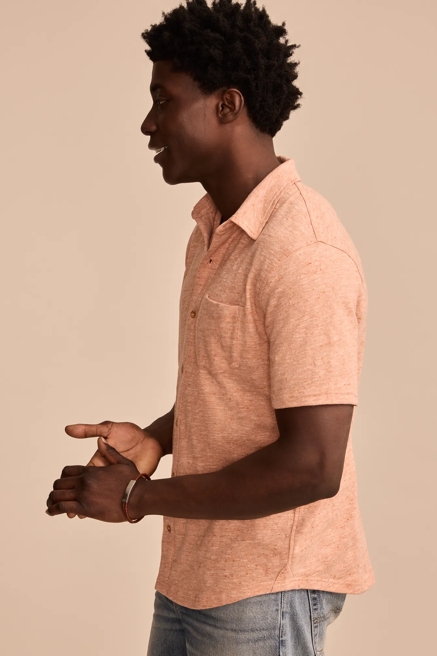 LINEN SHORT SLEEVE BUTTON UP SHIRT, image 3