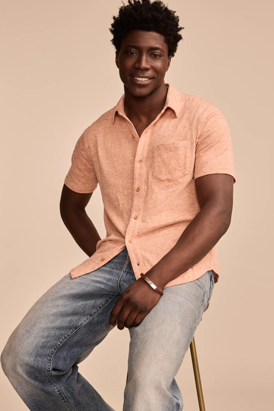 LINEN SHORT SLEEVE BUTTON UP SHIRT, image 5