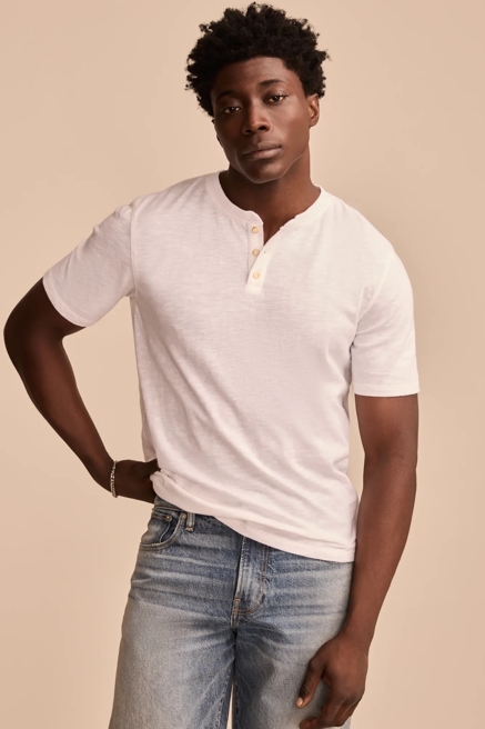 LINEN SHORT SLEEVE HENLEY, image 1