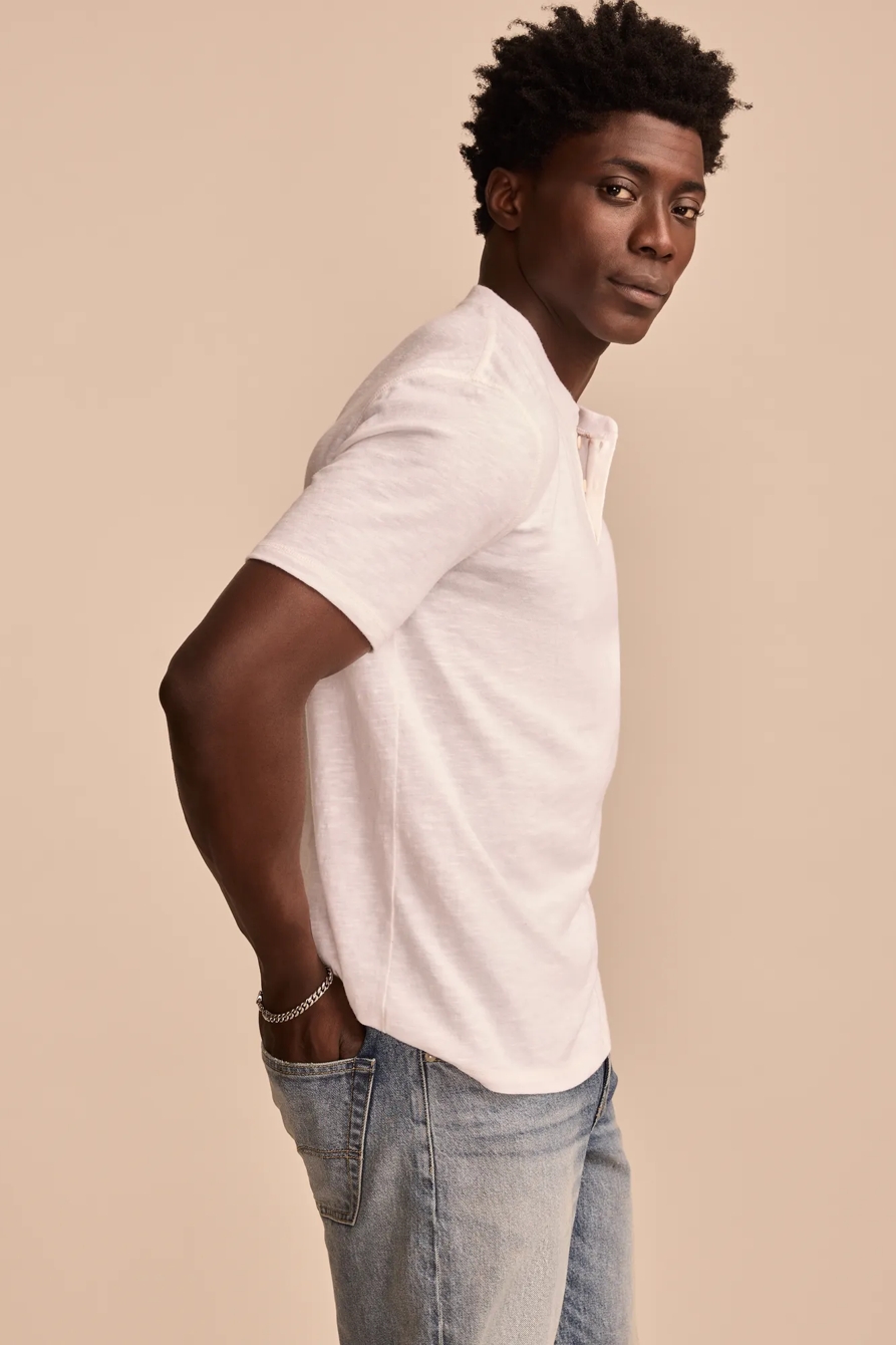 LINEN SHORT SLEEVE HENLEY, image 3