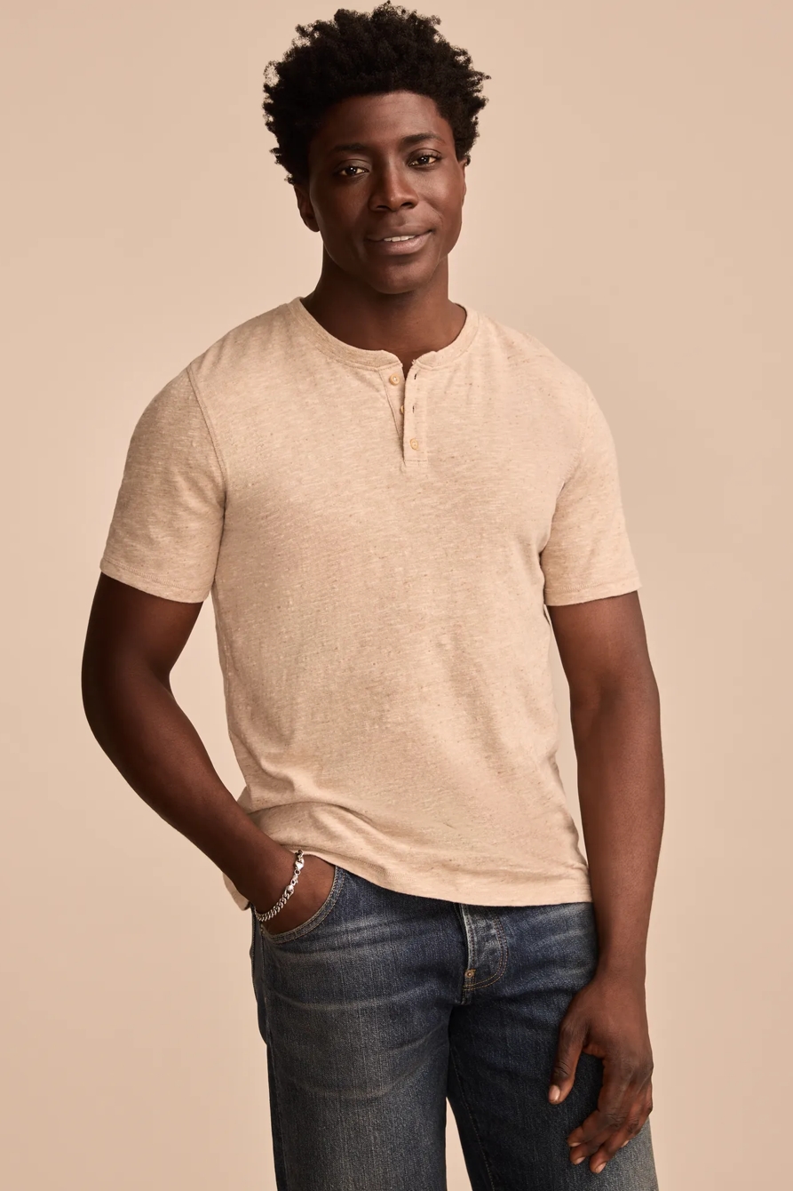 LINEN SHORT SLEEVE HENLEY, image 2