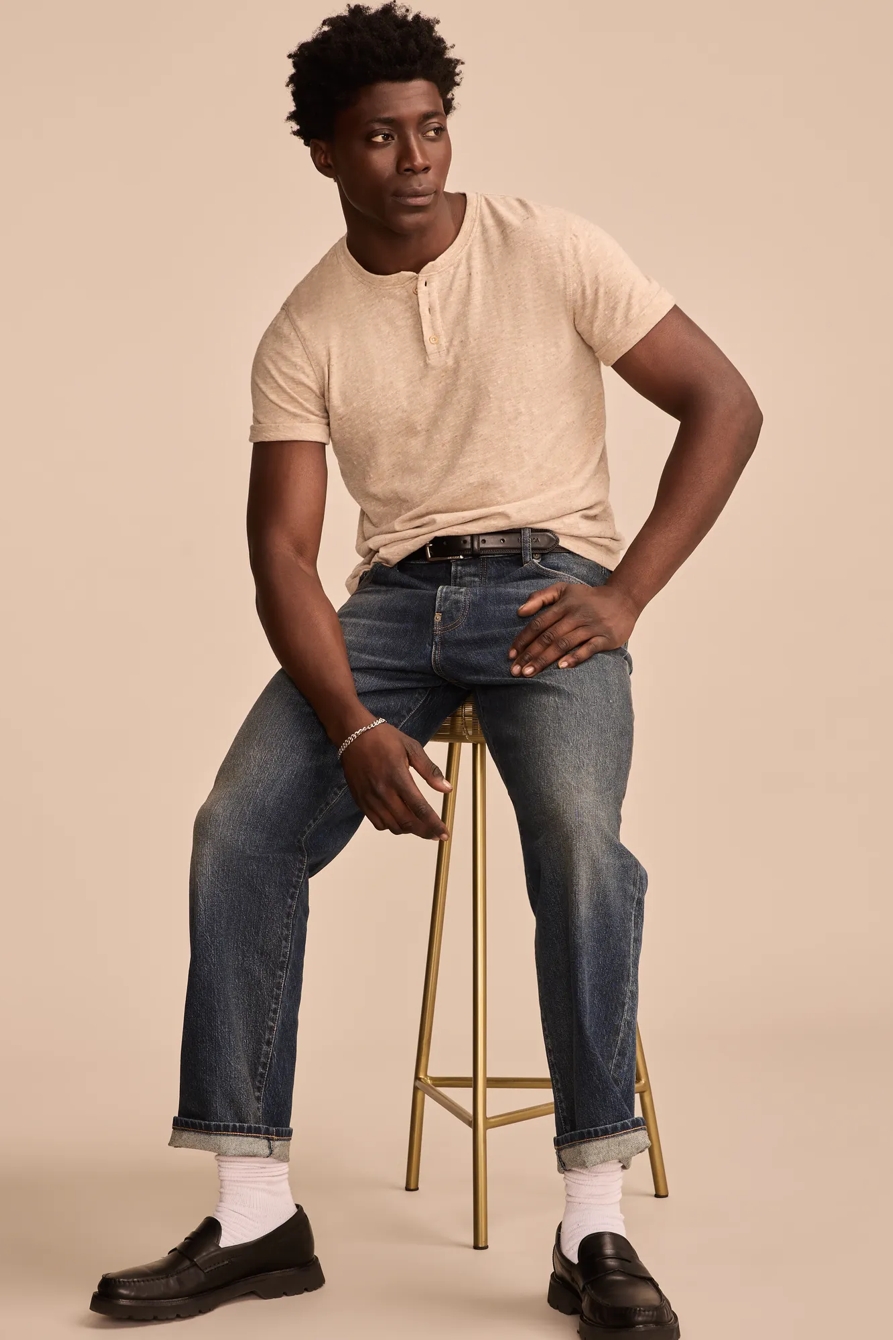LINEN SHORT SLEEVE HENLEY, image 3