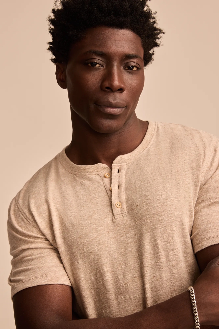 LINEN SHORT SLEEVE HENLEY, image 4