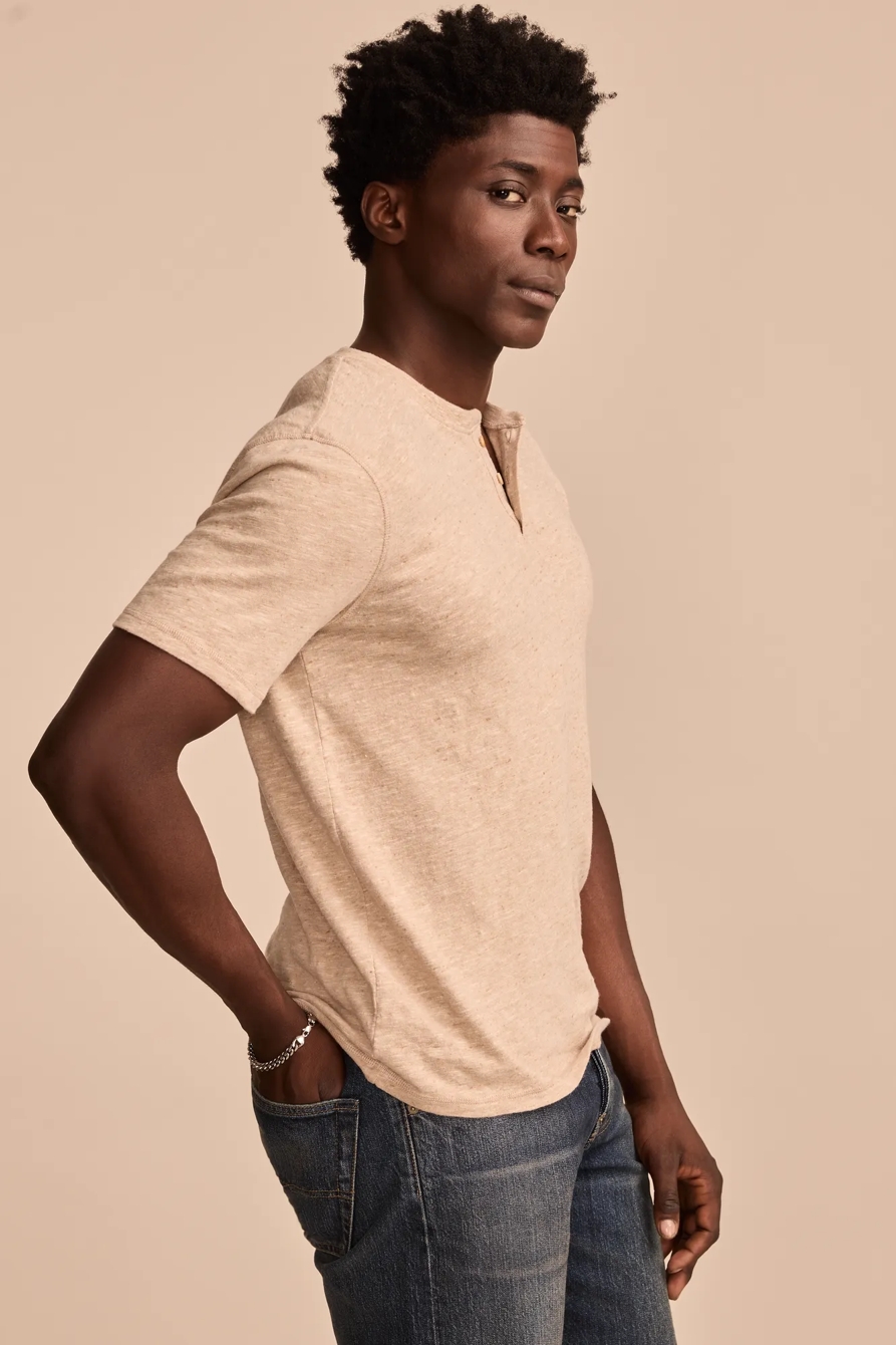 LINEN SHORT SLEEVE HENLEY, image 5