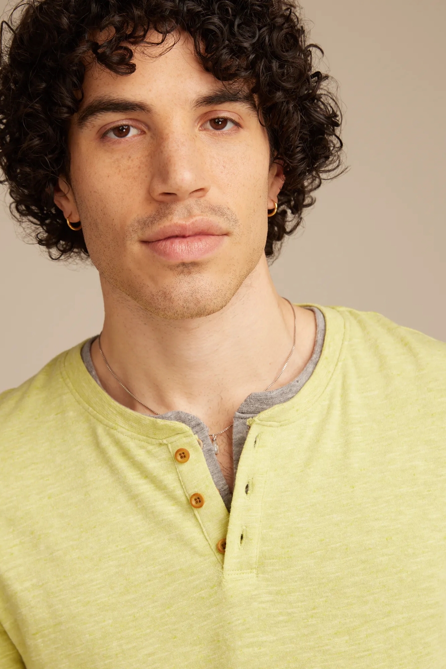 LINEN SHORT SLEEVE HENLEY, image 2