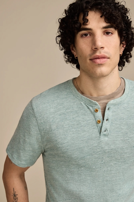 LINEN SHORT SLEEVE HENLEY, image 2