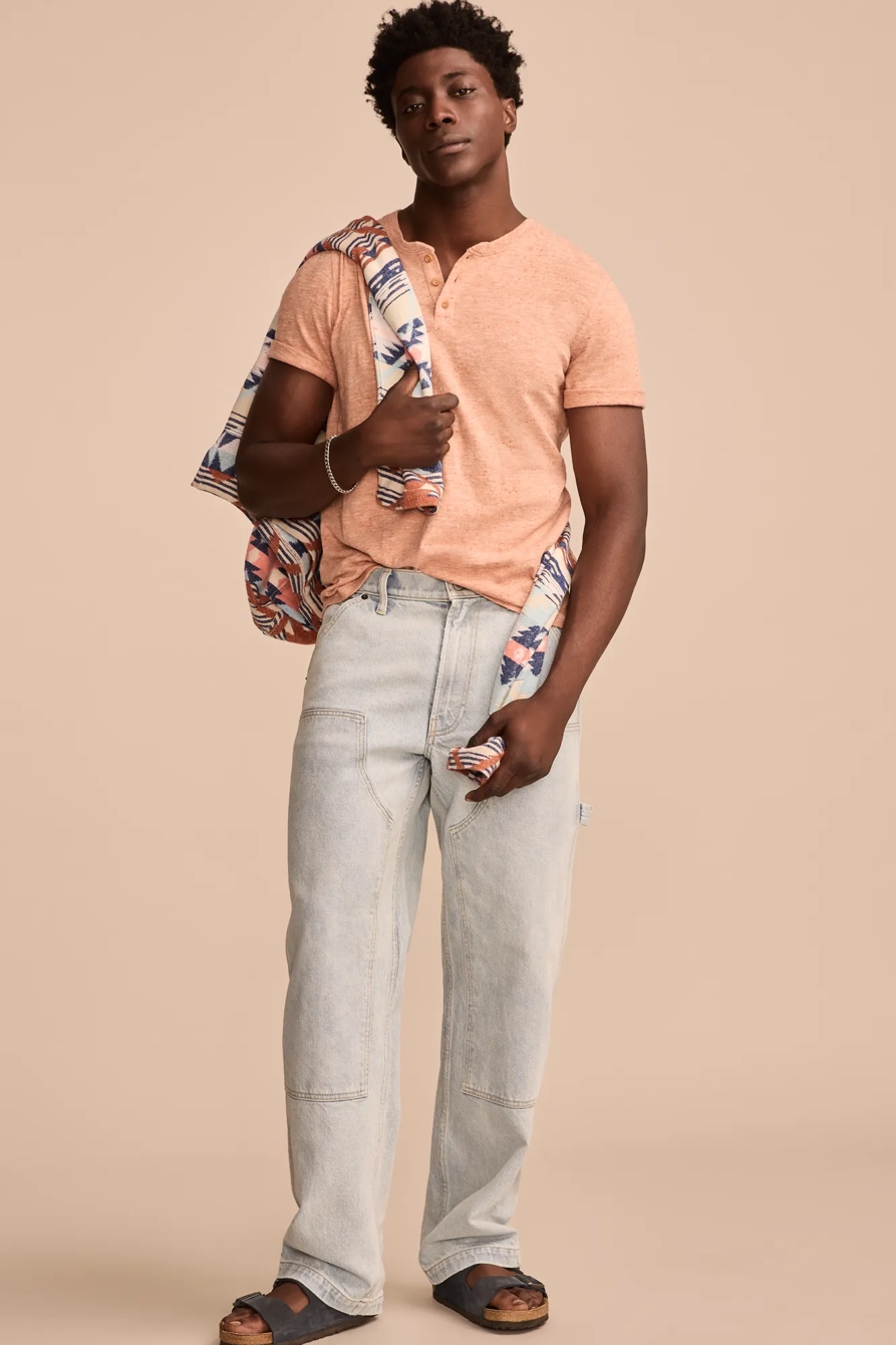 LINEN SHORT SLEEVE HENLEY, image 3