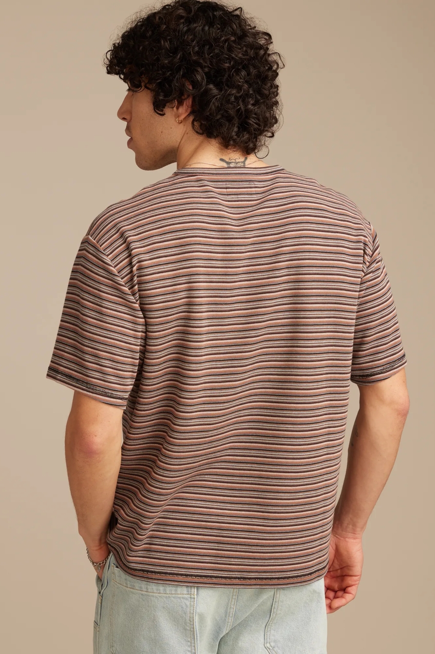 STRIPE WAFFLE RELAXED CREW TEE, image 3