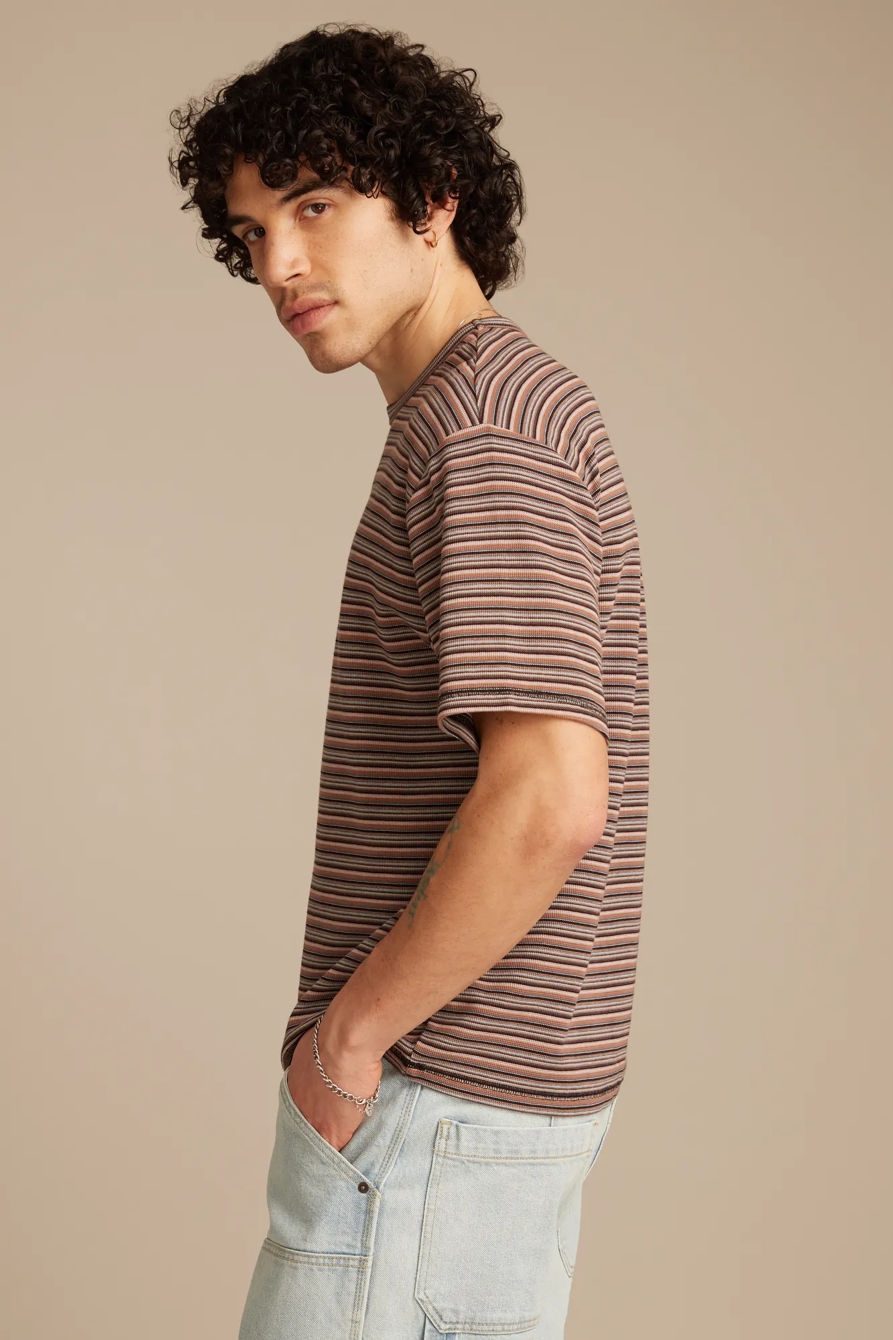 STRIPE WAFFLE RELAXED CREW TEE, image 4