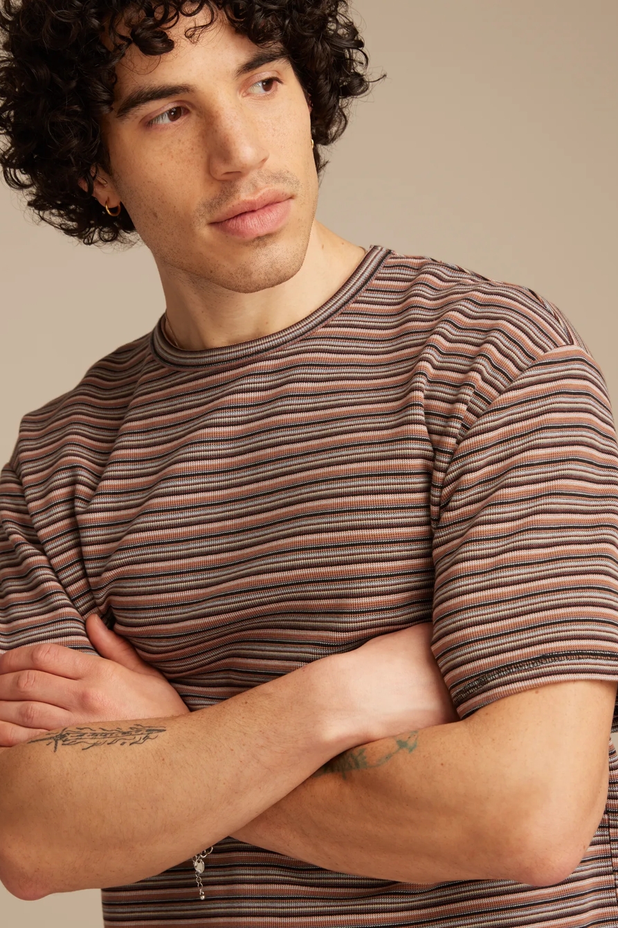 STRIPE WAFFLE RELAXED CREW TEE, image 5