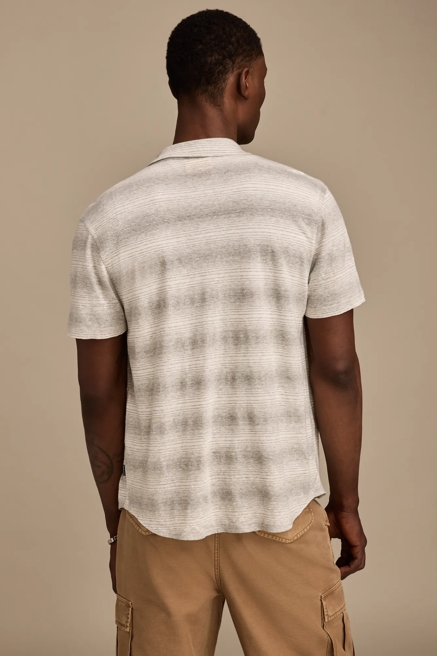 LINEN SHORT SLEEVE STRIPE BUTTON UP SHIRT, image 3