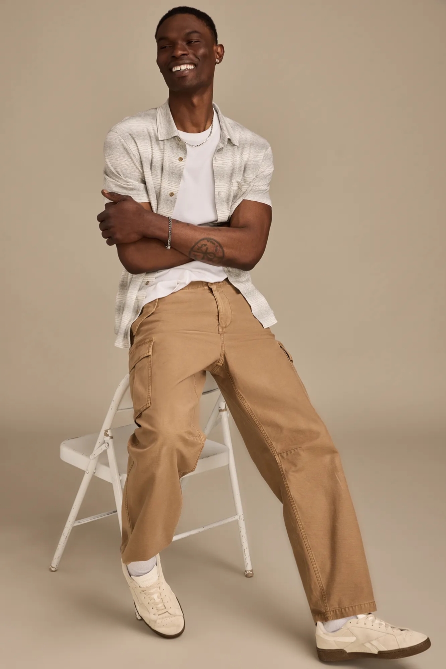 LINEN SHORT SLEEVE STRIPE BUTTON UP SHIRT, image 5