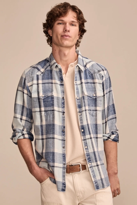 INDIGO TWILL LONG SLEEVE MASA WESTERN SHIRT, image 1