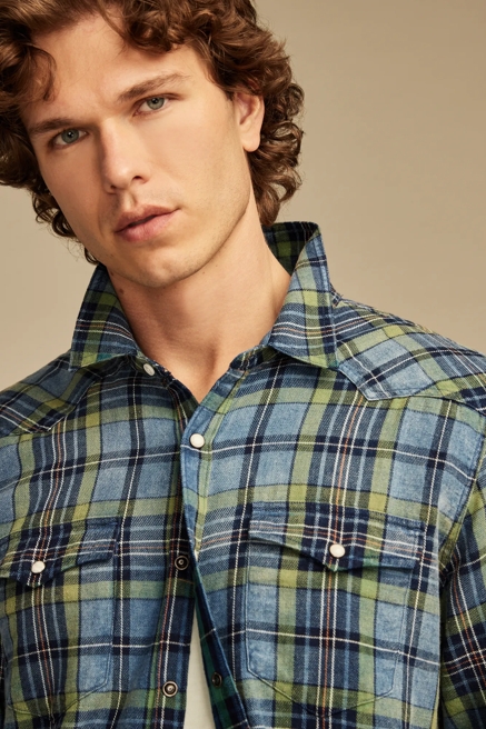 INDIGO TWILL LONG SLEEVE MASA WESTERN SHIRT, image 4