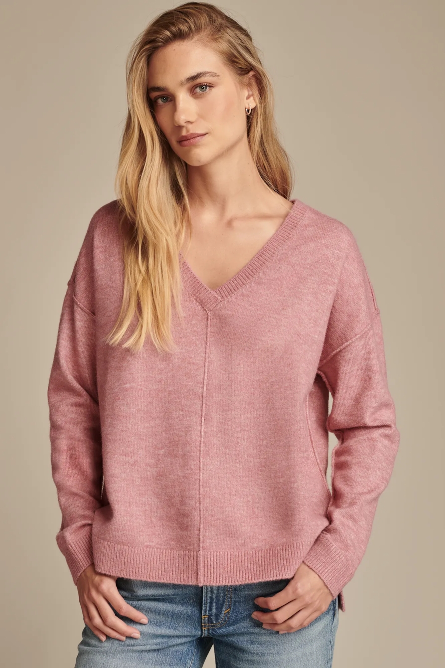 Oversized Seamed V-Neck Sweater, image 1