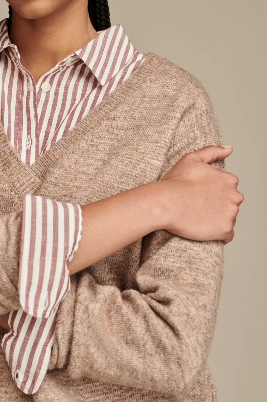 Oversized Seamed V-Neck Sweater, image 3