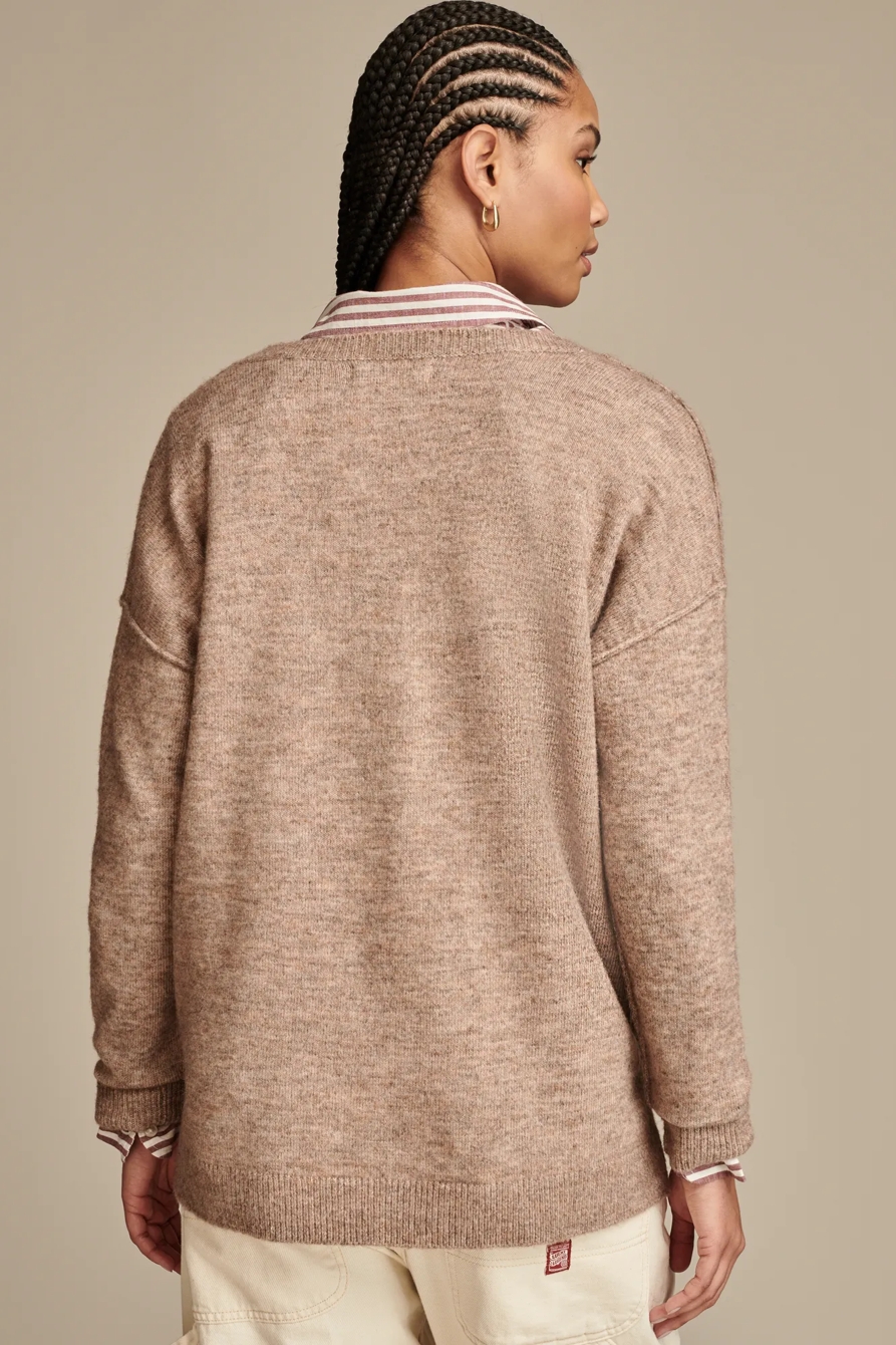 Oversized Seamed V-Neck Sweater, image 4