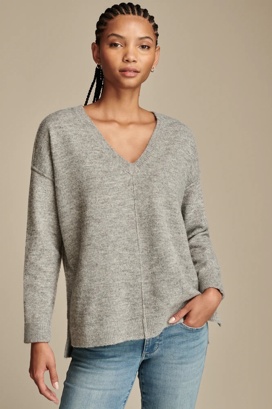 Oversized Seamed V-Neck Sweater, image 1
